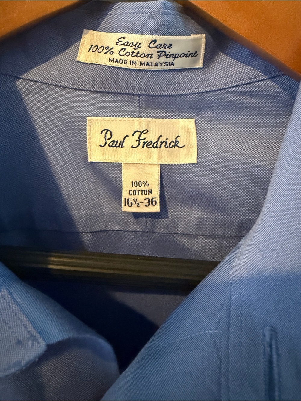 Paul Fredrick Light Blue Cotton Pinpoint Dress Shirt